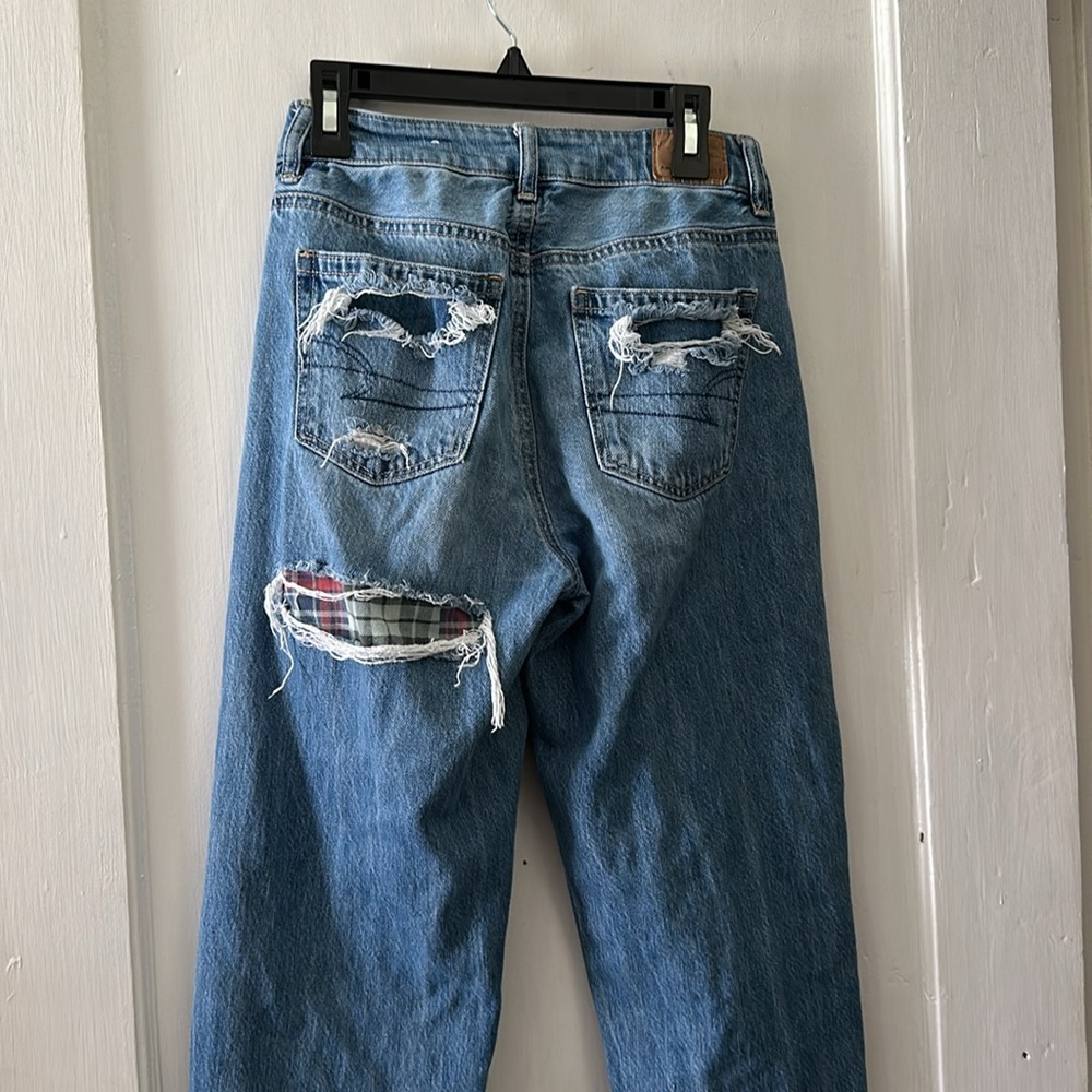 American Eagle Boho Distressed Patchwork Mom Stra… - image 4